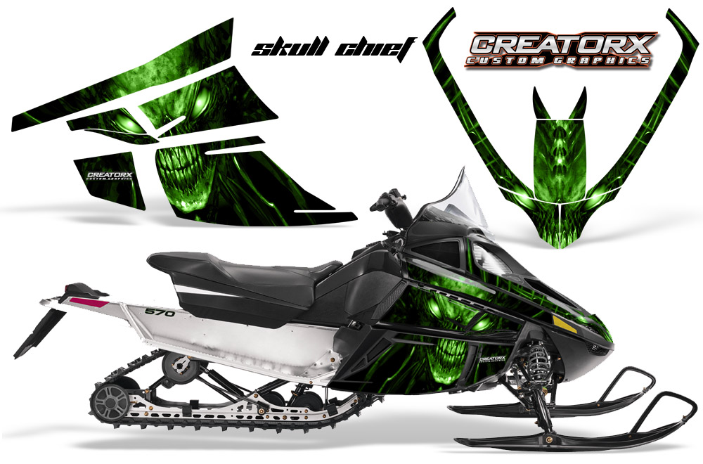 Arctic Cat F Series Graphics Kit Skull Chief Green B